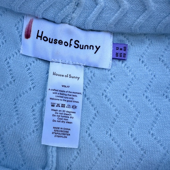 HOUSE OF SUNNY WOMENS 8 Light Blue Zigzag Patterned Pants - Picture 5 of 10